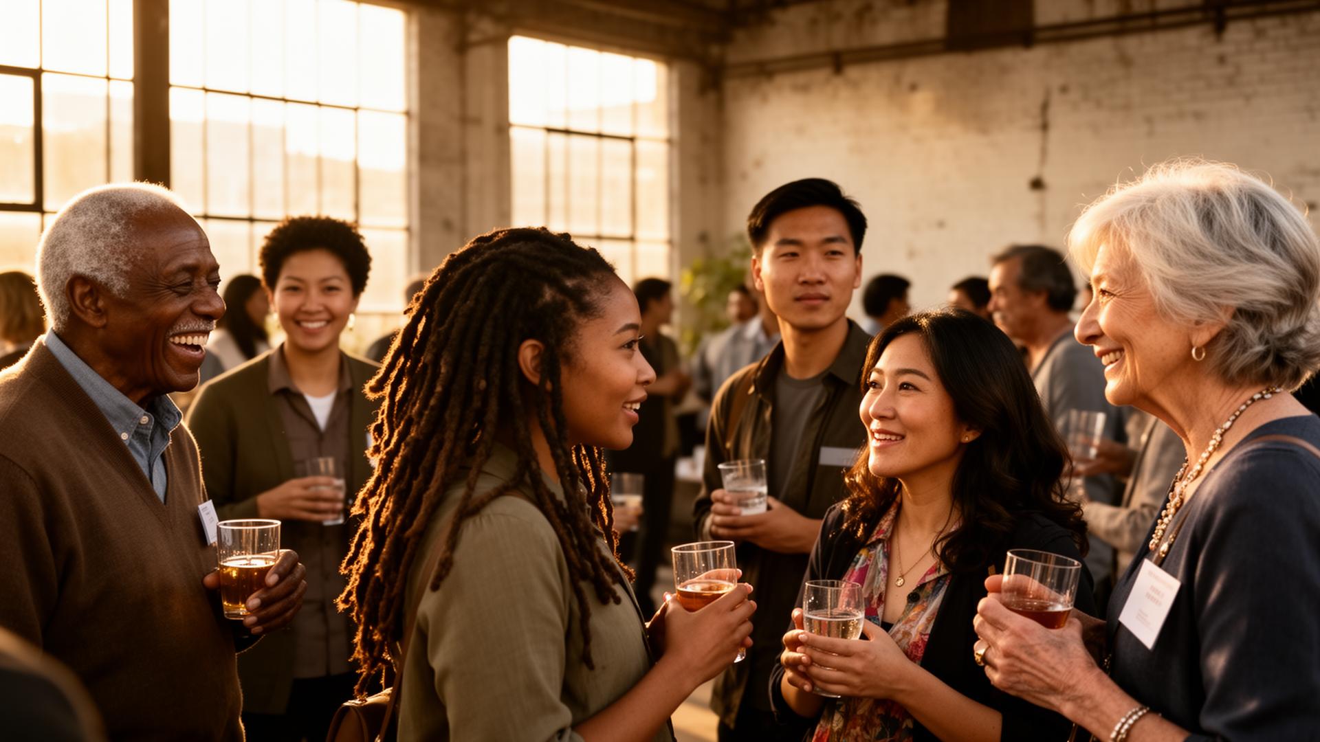 People networking at a Measured Angels Collective event